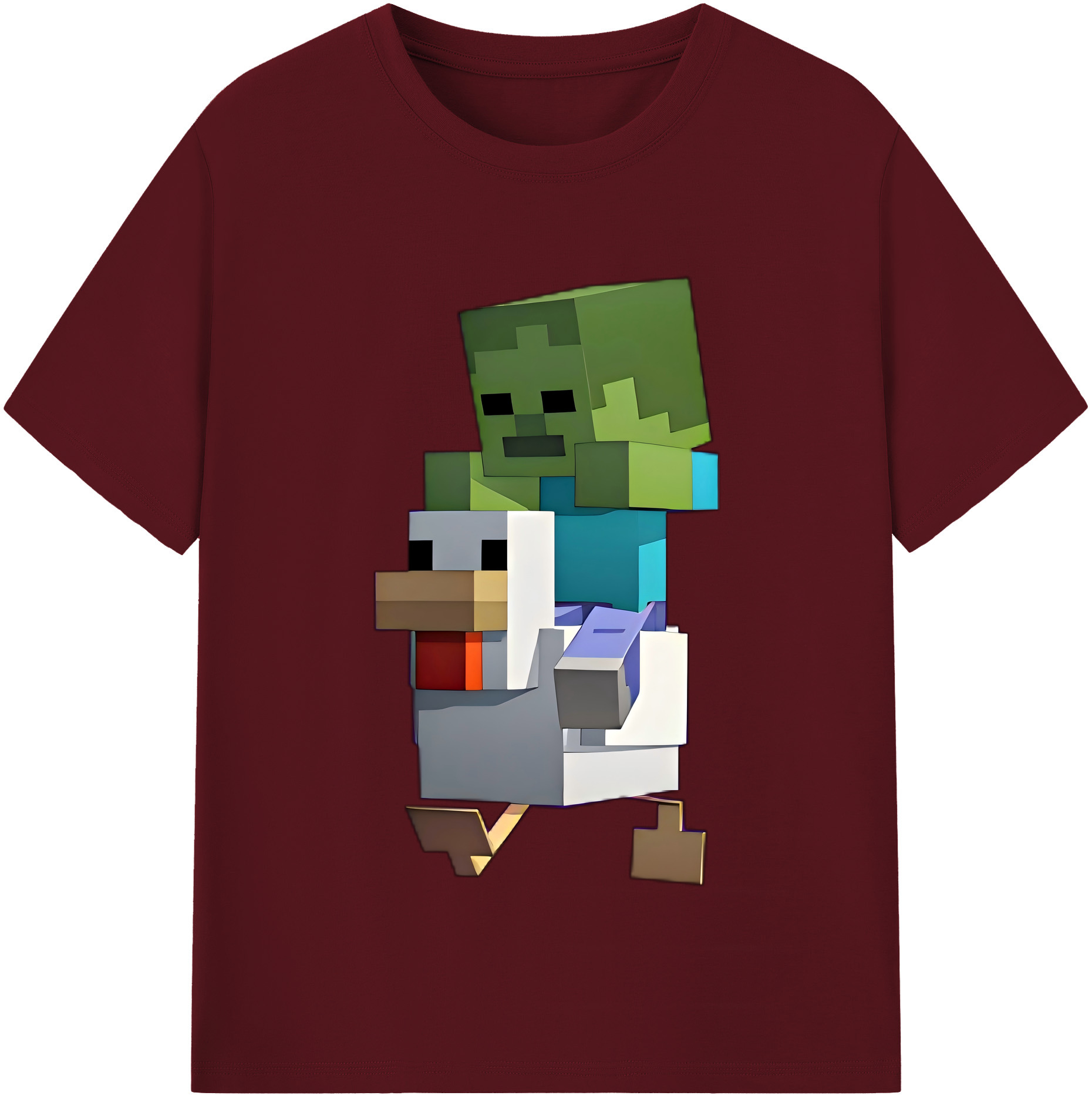 （画像用） マインクラフト ブロックの世界 Minecraft MC Block world 綿100％半袖Tシャツ（フロントプリント）